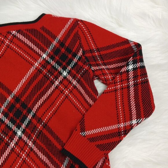 NWT CHARTER CLUB Fall Christmas Sweater Girls Size 5 Plaid Pullover Crew Neck - Picture 10 of 10